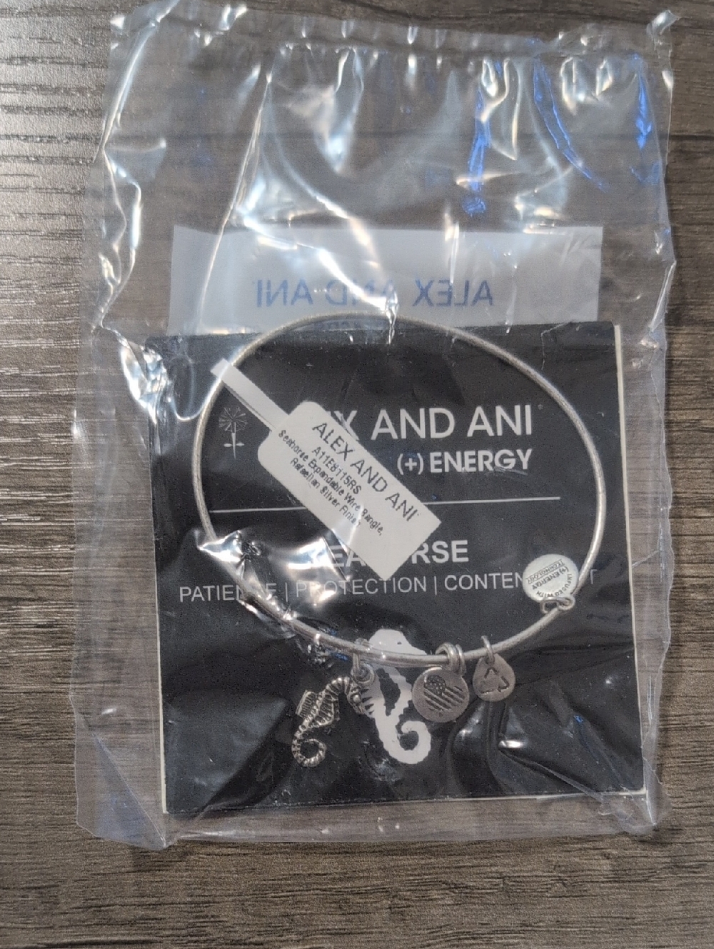 Alex and Ani Silver Seahorse Charm Bangle Bracelet